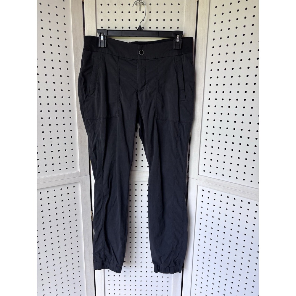 Athleta Women's 8 Black Pull On Poly Spandex Pants Tapered Jogger Zip Pockets